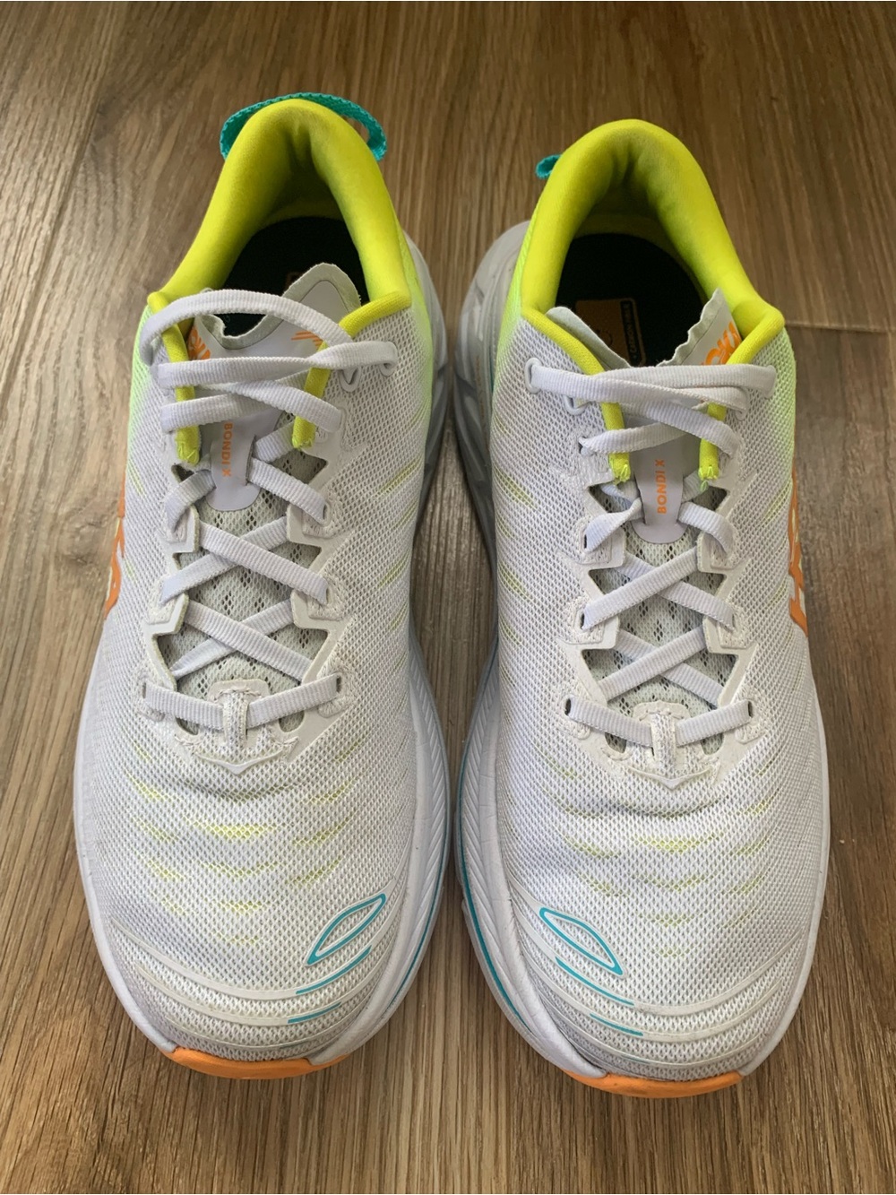 Hoka One Bondi X White Yellow Running Shoes Men's Sz 10.5 B - Picture 6 of 11